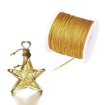 BTNOW 2 Spool 218 Yards/ 656 Feet Metallic Cord Tinsel String Craft Making Cord (Gold and Silver)