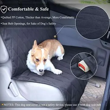 VIVAGLORY Dog Seat Covers, Dog Backseat Cover Pet Bench Protectors with Anti-Slip Backing, Back Seats Cover Rear Seat Covers Car Seat Cover for Dogs, Black, 46" L * 52" W