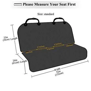 VIVAGLORY Dog Seat Covers, Dog Backseat Cover Pet Bench Protectors with Anti-Slip Backing, Back Seats Cover Rear Seat Covers Car Seat Cover for Dogs, Black, 46" L * 52" W