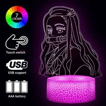 OMGGMO 3D Anime Lamp 5 Patterns and 16 Color Change Decor Lamp with Remote Control, Birthday Christmas Gifts for Anime Demon Slayer Fans Kids,Boy,Girls