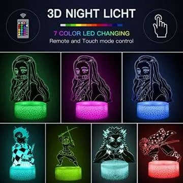 OMGGMO 3D Anime Lamp 5 Patterns and 16 Color Change Decor Lamp with Remote Control, Birthday Christmas Gifts for Anime Demon Slayer Fans Kids,Boy,Girls