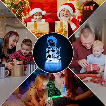 OMGGMO 3D Anime Lamp 5 Patterns and 16 Color Change Decor Lamp with Remote Control, Birthday Christmas Gifts for Anime Demon Slayer Fans Kids,Boy,Girls