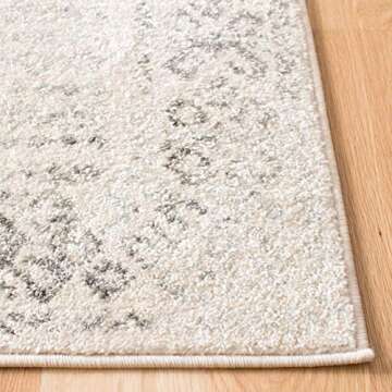 SAFAVIEH Tulum Collection Accent Rug - 2' x 5', Ivory & Grey, Moroccan Boho Distressed Design, Non-S...