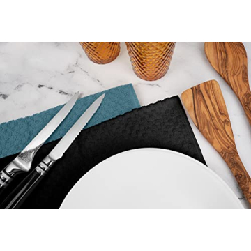 Super Absorbent Kitchen Towels 12 Pack - Premium 100% Cotton Kitchen Towels, 450GSM Thick Machine Washable Aqua Dish Towels for Kitchen Drying, Cleaning, Dobby Weave, Unmatched Quality