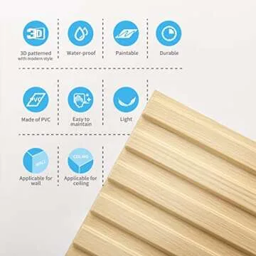 Art3d Slat Wall Panel - 3D Fluted Textured Design 12-Tiles