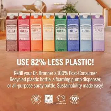 Dr. Bronner's Pure-Castile Liquid Soap Refill - Made with Regenerative Organic Certified Oils, 82% Less Plastic - 18-in-1 Uses for Face, Body Wash, Hand Soap Refill & More Lavender, 32oz