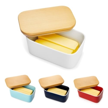 Sweese Large Butter Dish with Beech Wooden Lid and Silicone Seal