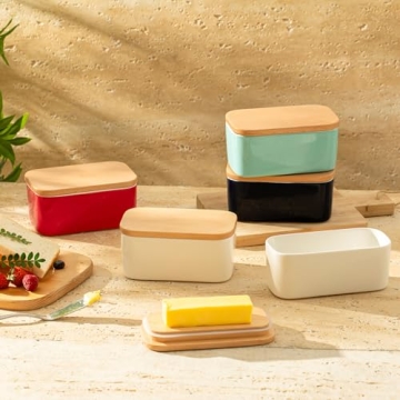 Sweese Large Butter Dish with Beech Wooden Lid and Silicone Seal