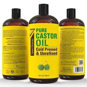 Pure Cold Pressed Castor Oil - Big 32 fl oz Bottle - Unrefined & Hexane Free - 100% Pure Castor Oil for Hair Growth, Thicker Eyelashes & Eyebrows, Dry Skin, Healing, Hair Care, Joint and Muscle Pain