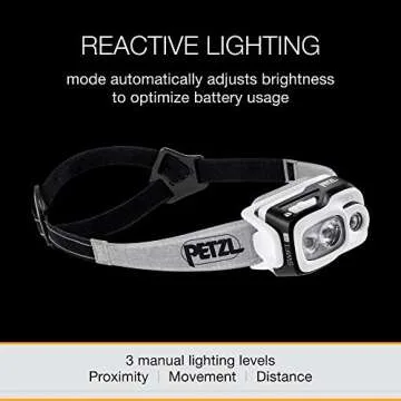 PETZL, Swift RL Rechargeable Headlamp with 900 Lumens & Automatic Brightness Adjustment, Black