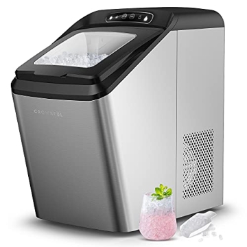 CROWNFUL Nugget Ice Maker Countertop, Makes 26lbs Crunchy ice in 24H, 3lbs Basket at a time, Portabl...