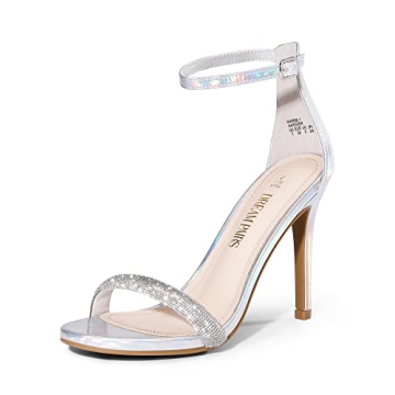 DREAM PAIRS Women's Rhinestone Heeled Sandals - Elegant 4.5" Stilettos