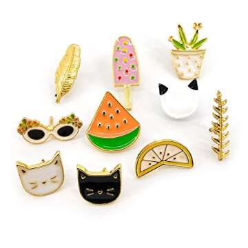 MeliMe Cute Cartoon Brooch Pins Enamel Brooches Lapel Pins Badge for Women Clothes Backpack Bag Deco...