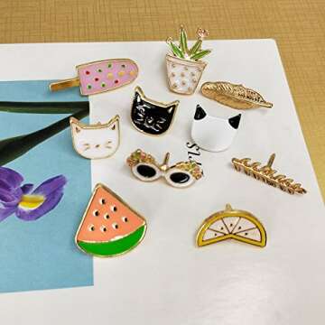 MeliMe Cute Cartoon Brooch Pins Enamel Brooches Lapel Pins Badge for Women Clothes Backpack Bag Decorative (brooches pins 10)