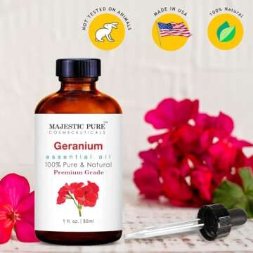 MAJESTIC PURE Geranium Essential Oil | 100% Pure and Natural Geranium Oil | Premium Grade Essential ...