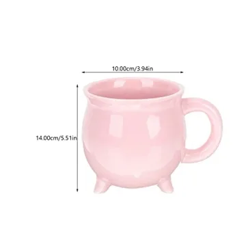 DOITOOL Pink Cauldron Mug Coffee Ceramic Cauldron Halloween Decor, 450ml Halloween Coffee Mug for Halloween Theme Party Favor, Novelty Coffee Mug Cup (Pink)