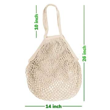 MERCURHOUSE 1 pack Cotton String Shopping Bags Reusable Washable Grocery Mesh Bags Organizer for Gro...