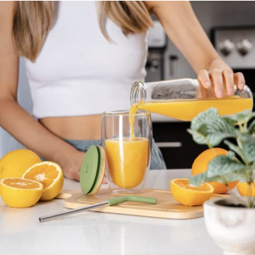 Wateren Iced Coffee Tumblers: 15oz Glass Set with Straws