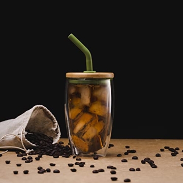 Wateren Iced Coffee Tumblers: 15oz Glass Set with Straws