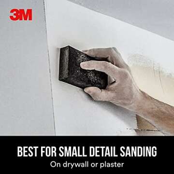 3M Drywall Sanding Sponge, Fine/Medium Grits, Dual Grit Block, Medium Grit to Remove, Fine Grit to S...