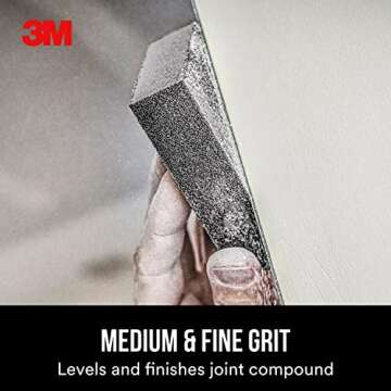 3M Drywall Sanding Sponge, Fine/Medium Grits, Dual Grit Block, Medium Grit to Remove, Fine Grit to Smooth, Ideal for Sanding and Smoothing of Joint Compounds, 2-5/8 in x 3-3/4 in (9095DC-NA)