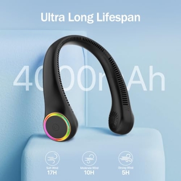 GULAKI Bladeless Neck Fan - Rechargeable Hands-Free Personal Fan