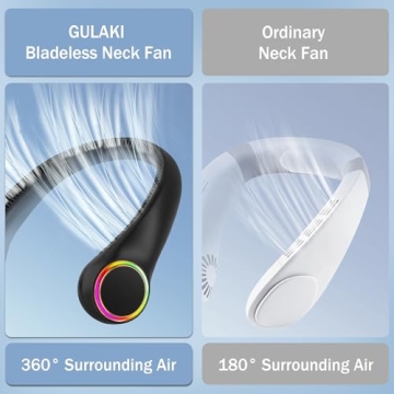 GULAKI Bladeless Neck Fan - Rechargeable Hands-Free Personal Fan