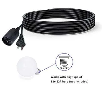 AryaLight 15ft Pendant Light Cord with On/Off Switch