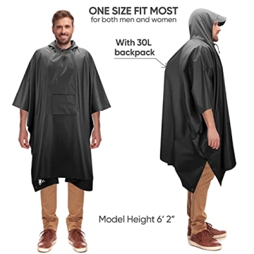 PTEROMY Waterproof Hooded Rain Poncho for All Ages