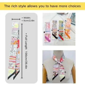 4pcs Purse Scarf For Handbags Silk Head Scarf For Hair Fashion Skinny Scarf For Women Long Neckerchief