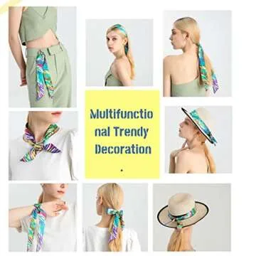 4pcs Purse Scarf For Handbags Silk Head Scarf For Hair Fashion Skinny Scarf For Women Long Neckerchief