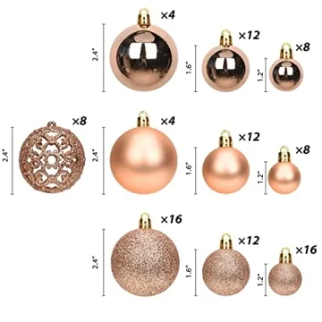 MeetXmas Shatterproof Rose Gold Christmas Tree Ornaments