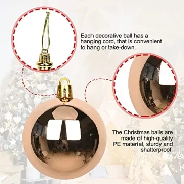 MeetXmas Shatterproof Rose Gold Christmas Tree Ornaments