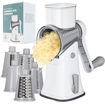 Ourokhome Rotary Cheese Grater Shredder: 5 in 1 Kitchen Tool for Quick Meal Prep