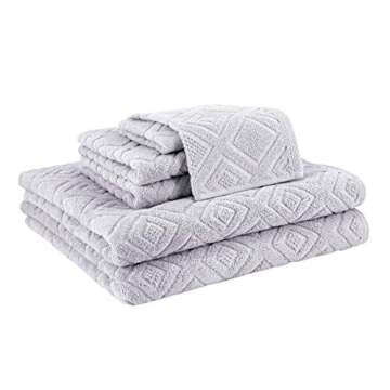 Nine West - Luxury 6 Piece Towel Set, 100% Turkish Cotton, Quick Drying, Highly Absorbent & Comfy, Includes 2 Bath Towels, 2 Hand Towels & 2 Washcloths | (Light Grey)