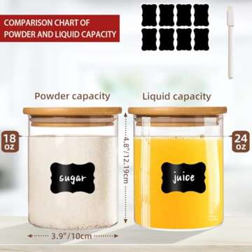 GoldArea 6 Pack Glass Jars, 24 oz Glass Food Storage Containers with Airtight Bamboo Lids, Spice, Co...