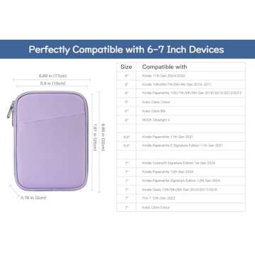 Vinabilia 6-7 Inch Sleeve Carrying Case for 7" Kindle Colorsoft Signature Edition and All-New Kindle...