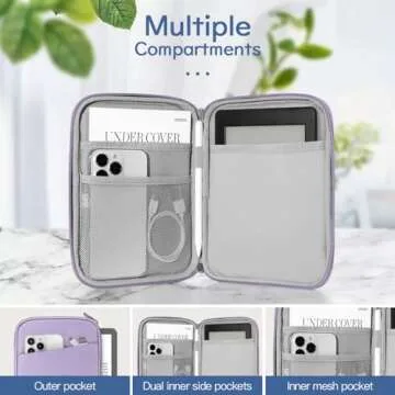 Vinabilia 6-7 Inch Sleeve Carrying Case for 7" Kindle Colorsoft Signature Edition and All-New Kindle Paperwhite, Protective Sleeve Cover Pouch Bag for 6" Kindle/Kindle Oasis/E-Reader, Grey Purple