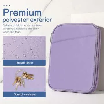 Vinabilia 6-7 Inch Sleeve Carrying Case for 7" Kindle Colorsoft Signature Edition and All-New Kindle Paperwhite, Protective Sleeve Cover Pouch Bag for 6" Kindle/Kindle Oasis/E-Reader, Grey Purple