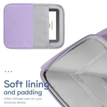 Vinabilia 6-7 Inch Sleeve Carrying Case for 7" Kindle Colorsoft Signature Edition and All-New Kindle Paperwhite, Protective Sleeve Cover Pouch Bag for 6" Kindle/Kindle Oasis/E-Reader, Grey Purple