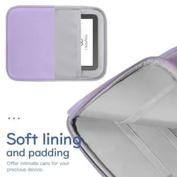Vinabilia 6-7 Inch Sleeve Carrying Case for 7" Kindle Colorsoft Signature Edition and All-New Kindle Paperwhite, Protective Sleeve Cover Pouch Bag for 6" Kindle/Kindle Oasis/E-Reader, Grey Purple