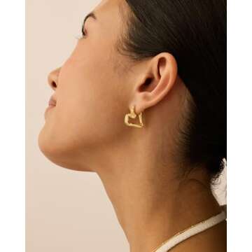 PAVOI Heart-Shaped Gold-Plated Earrings for Women
