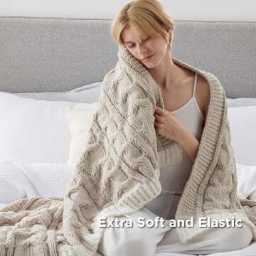 Bedsure Stylish Chunky Knit Throw Blanket - Cozy Comfort