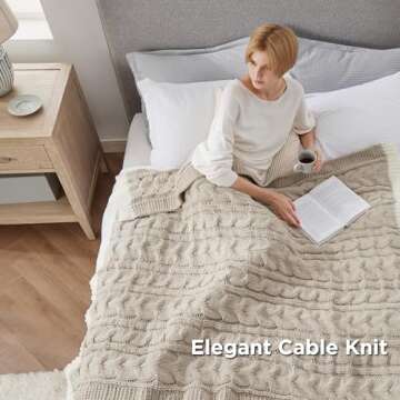 Bedsure Stylish Chunky Knit Throw Blanket - Cozy Comfort