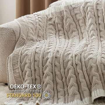 Bedsure Stylish Chunky Knit Throw Blanket - Cozy Comfort