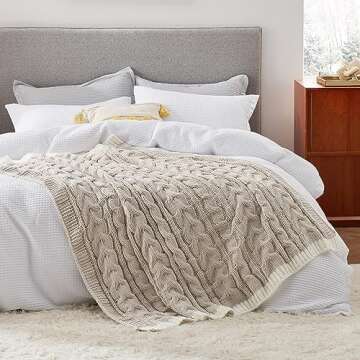 Bedsure Stylish Chunky Knit Throw Blanket - Cozy Comfort