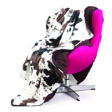 Tadpoles Double Layer Baby Blanket - Sherpa Cowhide Print | 30" x 40" | 100% Super Soft Plush Polyester Microfiber | Ideal as a Swaddle Blanket, Stroller Cover, Crib Blanket, Baby Shower & More