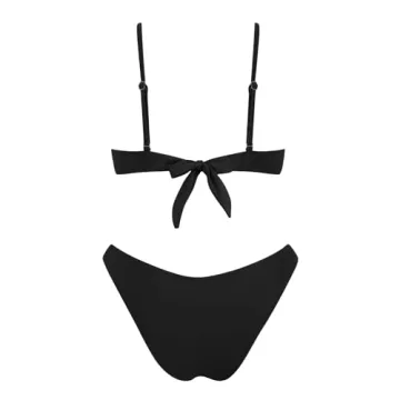 VOLAFA Women's Triangle Bikini Set Textured Frilled Smocked Ruched Push Up Swimsuit Two Piece Bathing Suit