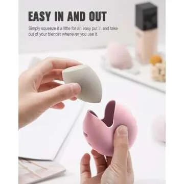 FERYES 2 PCS Makeup Sponge Holder – Shatterproof Eco-Friendly Silicone Beauty Make Up Blender Case...