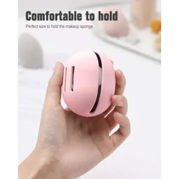 FERYES 2 PCS Makeup Sponge Holder – Shatterproof Eco-Friendly Silicone Beauty Make Up Blender Case for Travel - Pink